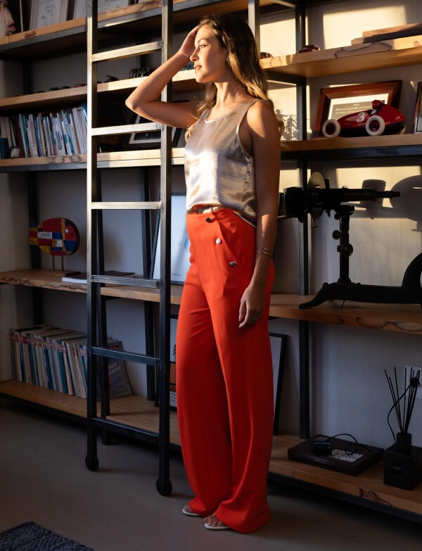 Pantalon Recto Botones ANARANJADO