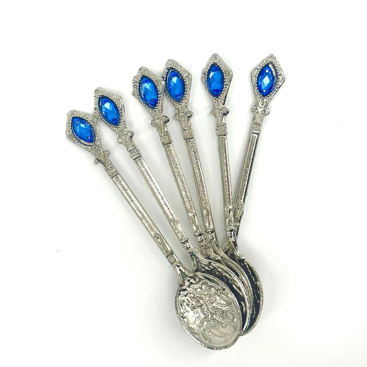 Set de cucharitas piedra plateadas - Azul 