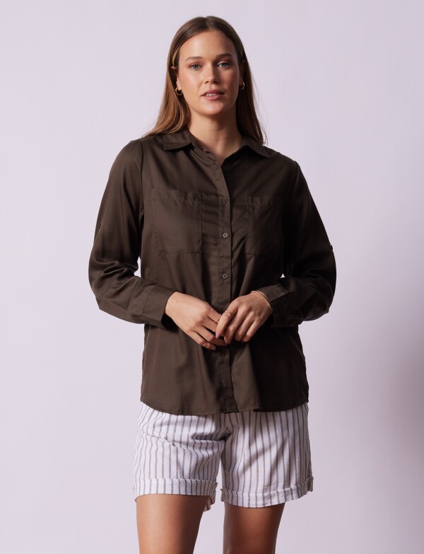 Camisa Bolsillos MARRON