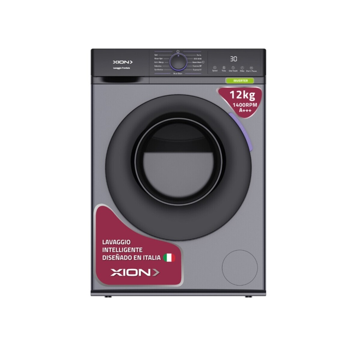 Lavasecarropas Xion 12kg Carga Frontal Inverter XI-LSE1280 