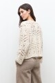 Chaqueta tejida crochet beige claro