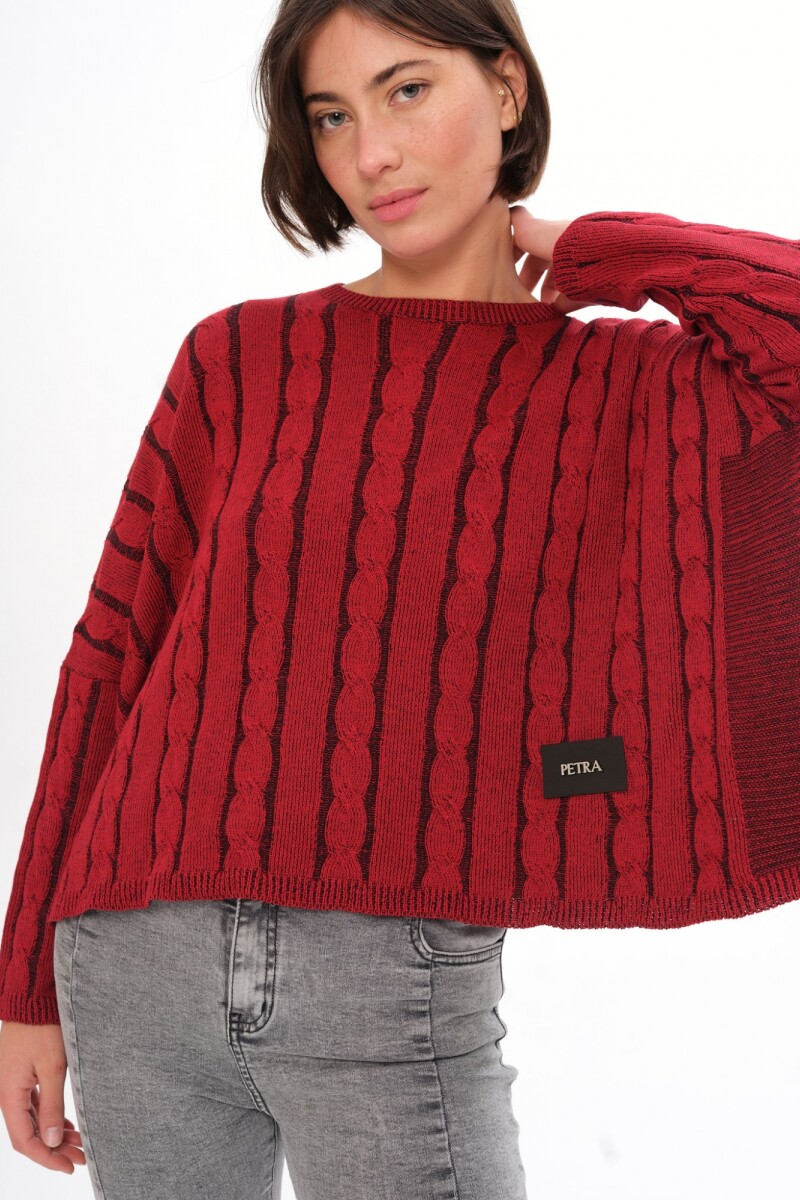 Sweater Oceano Crop Rojo/Negro