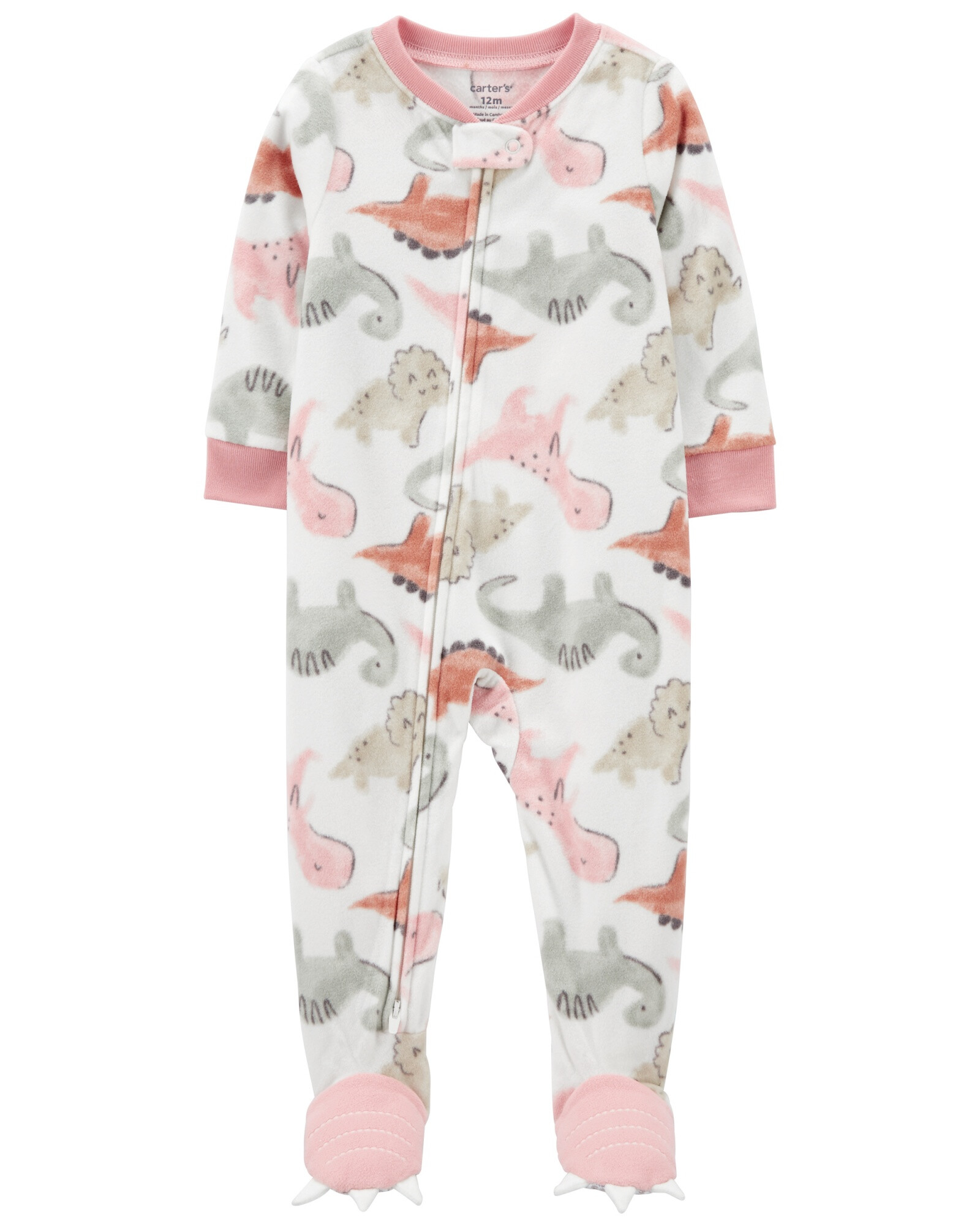 Pijama una pieza de micropolar, con pie, diseño dinos. Talles 12-24M Pijama una pieza de micropolar, con pie, diseño dinos. Talles 12-24M