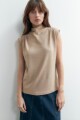 Blusa lurex con tablas en hombro tostado