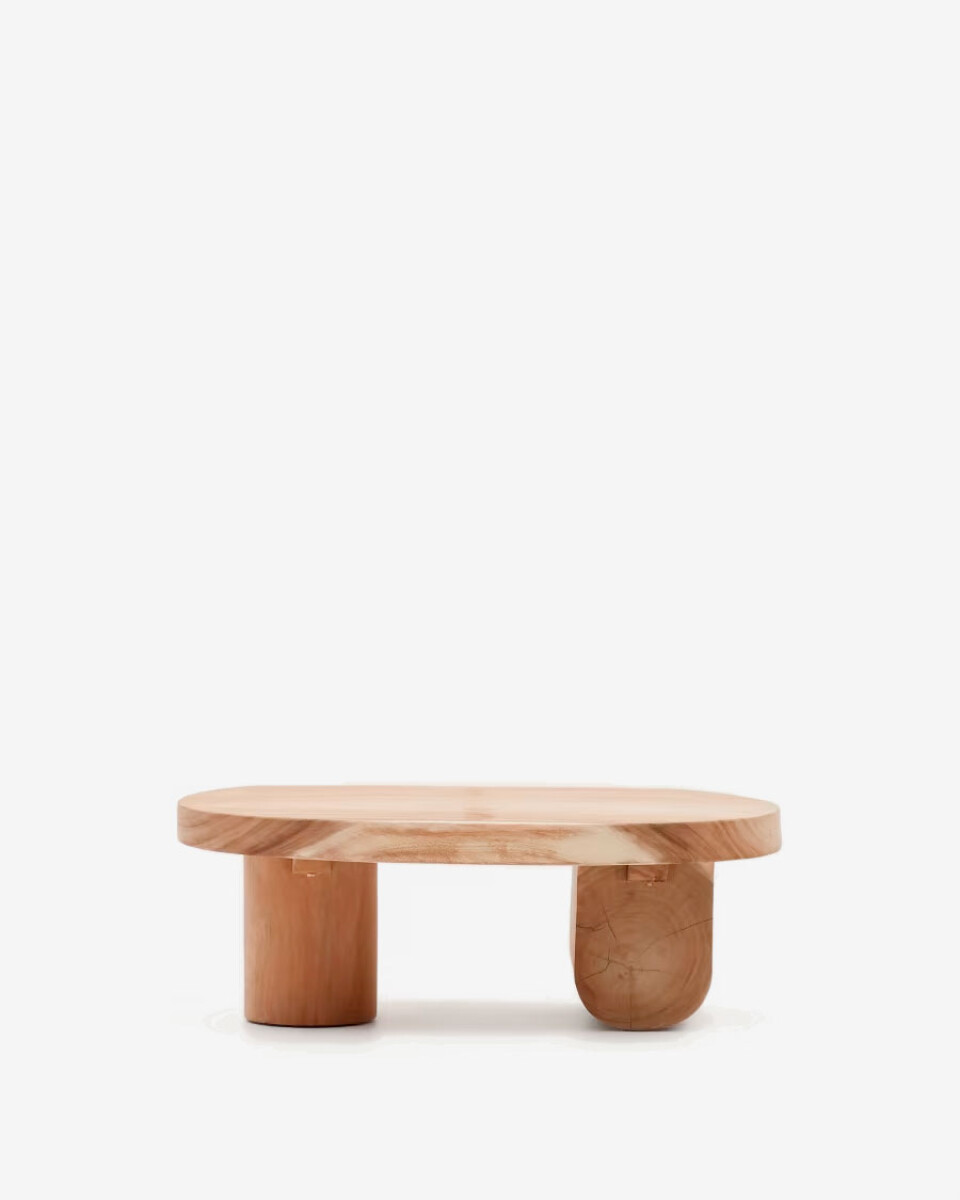 Mesa de centro Mosi con pie de madera maciza de mungur - Ø 90 x 60 cm 