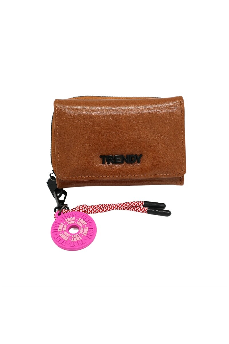 Billetera Trendy con llavero Camel