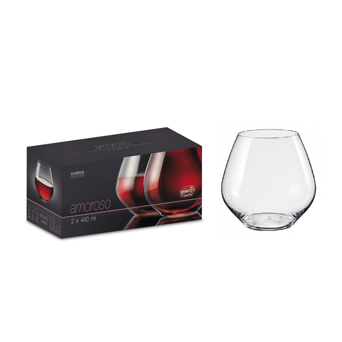 Set copas sin pie Amoroso 440 ml x2 BOHEMIA 