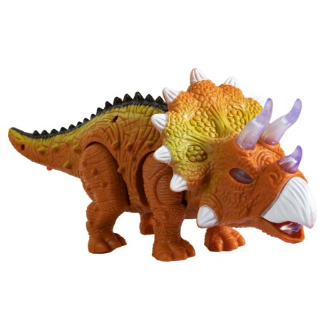 Dinosaurio triceratops con movimientos y luces MARRON