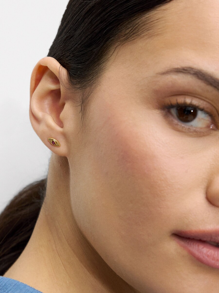 Pendientes Ojos Con Circonitas - Plata De Ley 925 rosa