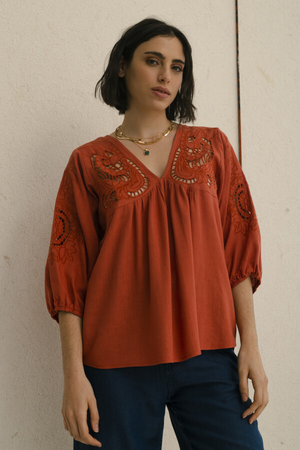 BLUSA LINO VALERIA BRICK