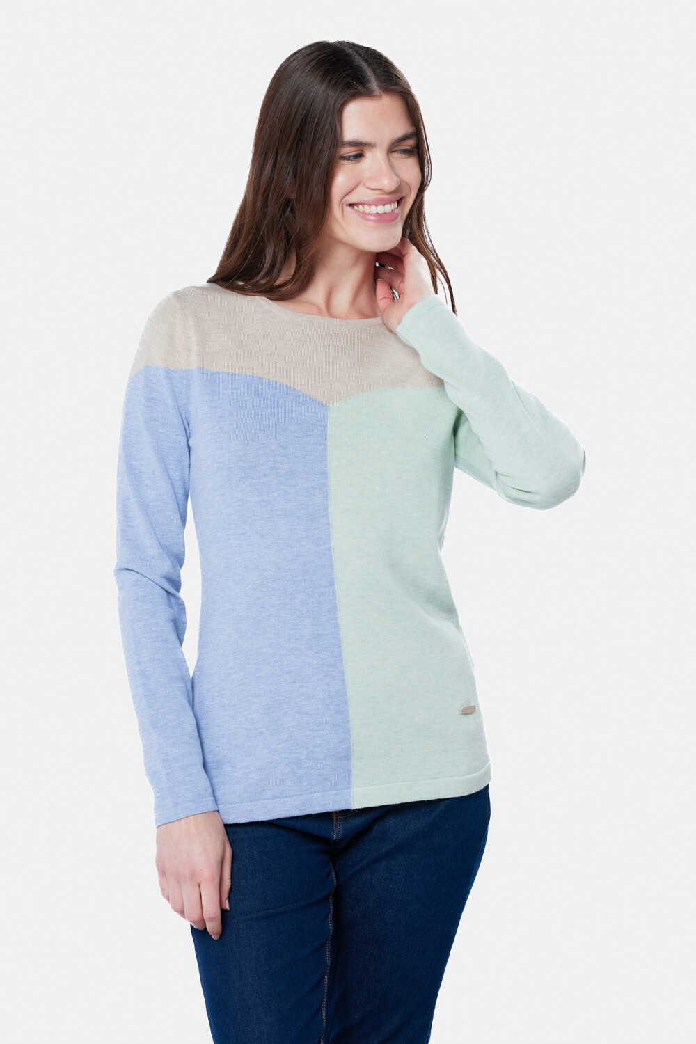 BUZO TEJIDO COMBINADO Beige