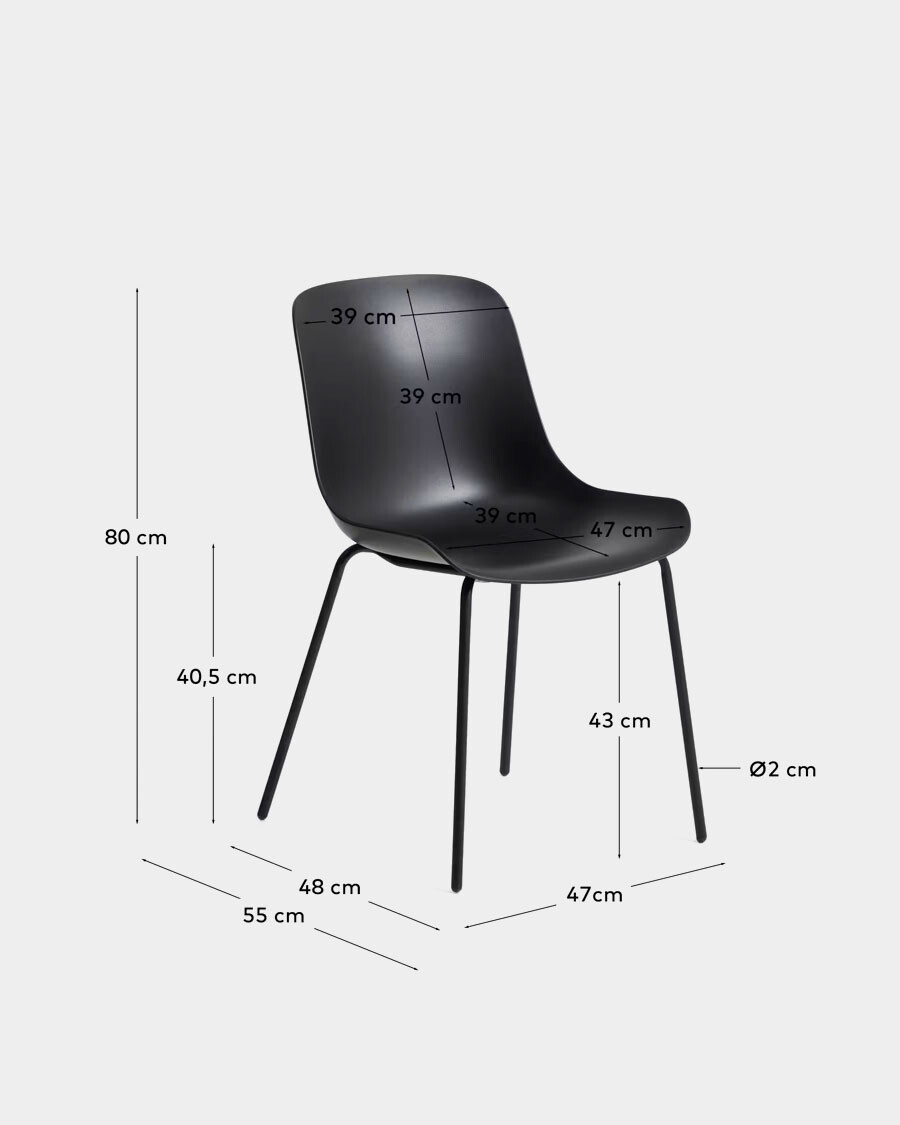 Silla Altea beige y patas de acero con acabado negro