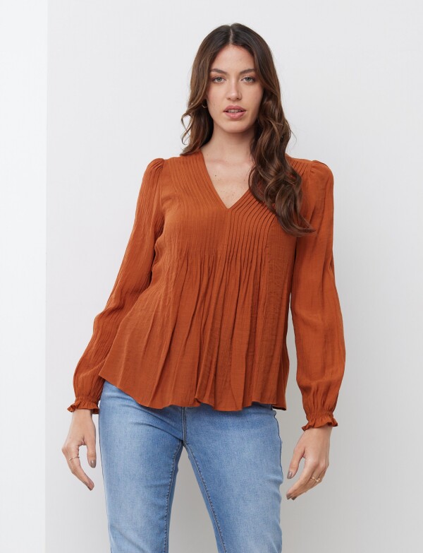 Blusa Plisada TOSTADO