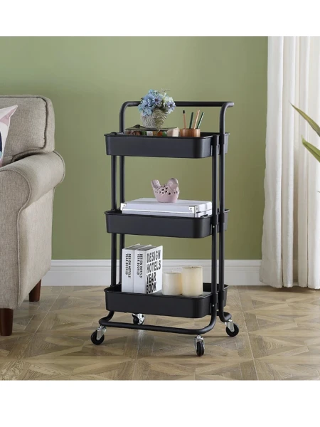 CARRITO ORGANIZADOR CON RUEDAS NEGRO