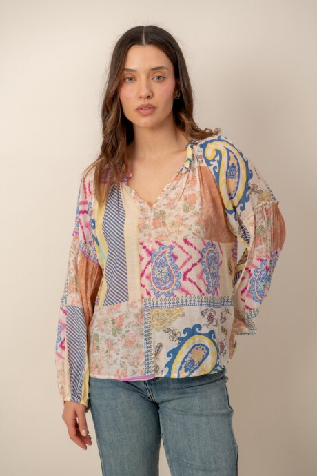 Blusa Mosaico Patchwork multicolor