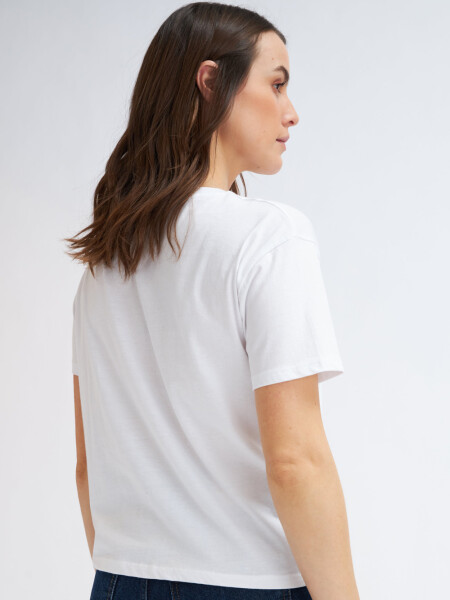 Camiseta manga corta con frunce Blanco