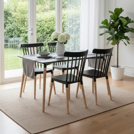 Juego de comedor 4 sillas Windsor - Negro Juego de comedor 4 sillas Windsor - Negro