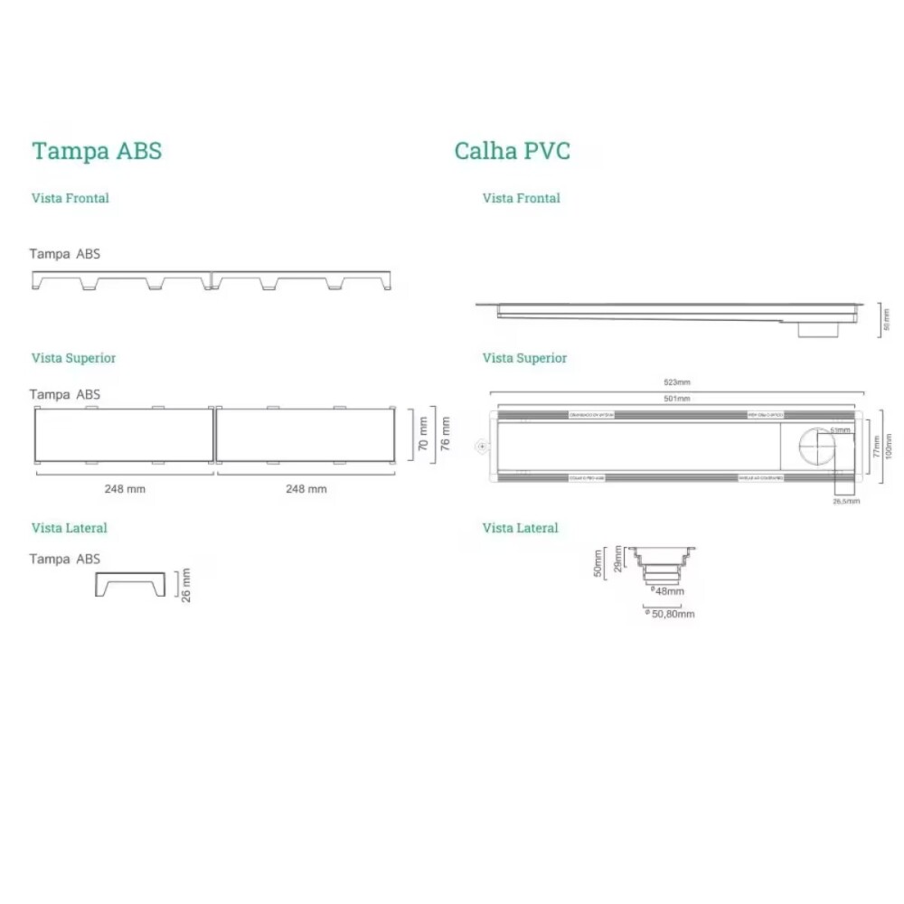 NOVII Receptaculo pvc s/sifon tapa negra50cm perforada Novii Receptaculo Pvc S/sifon Tapa Negra50cm Perforada