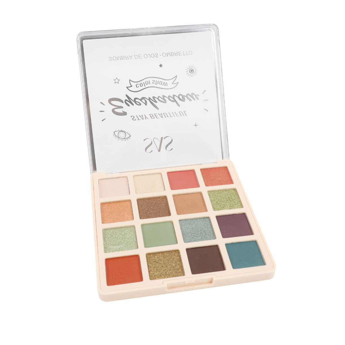 SAS Paleta de sombras matte y satinadas x16 colores, 2 tonos - Sas Paleta De Sombras Matte Y Satinadas X16 Colores, 2 Tonos 