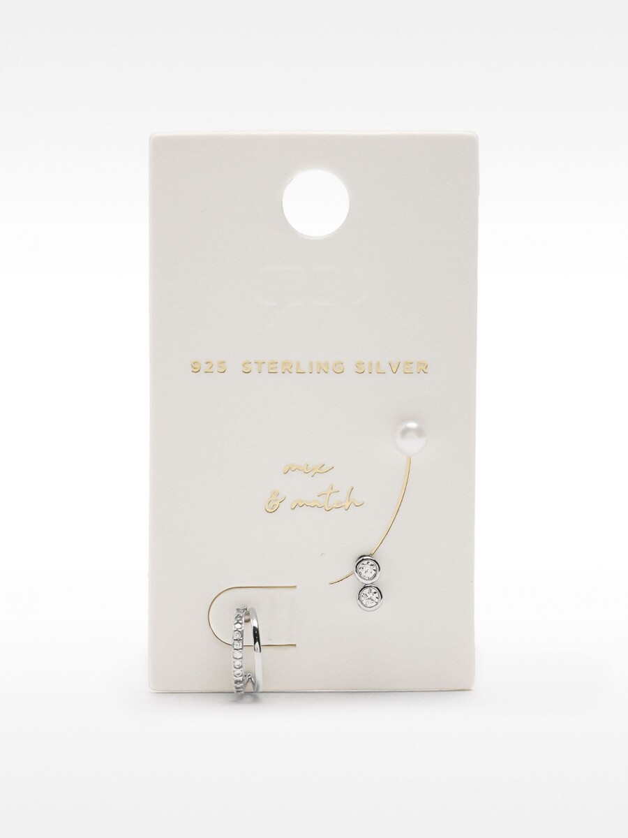 Set De Pendientes Com Perlas De Agua Dulce - Plata De Ley 925 plateado