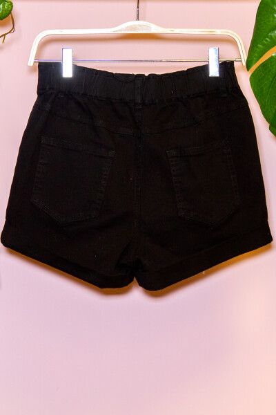 Short jean con botones Negro