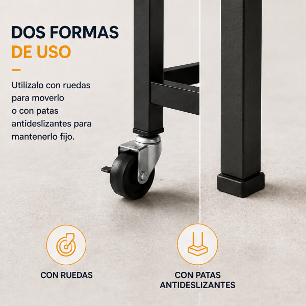 Rack 3 Estantes Metal Rueditas Mueble Organizador Estanteria Variante Color Negro
