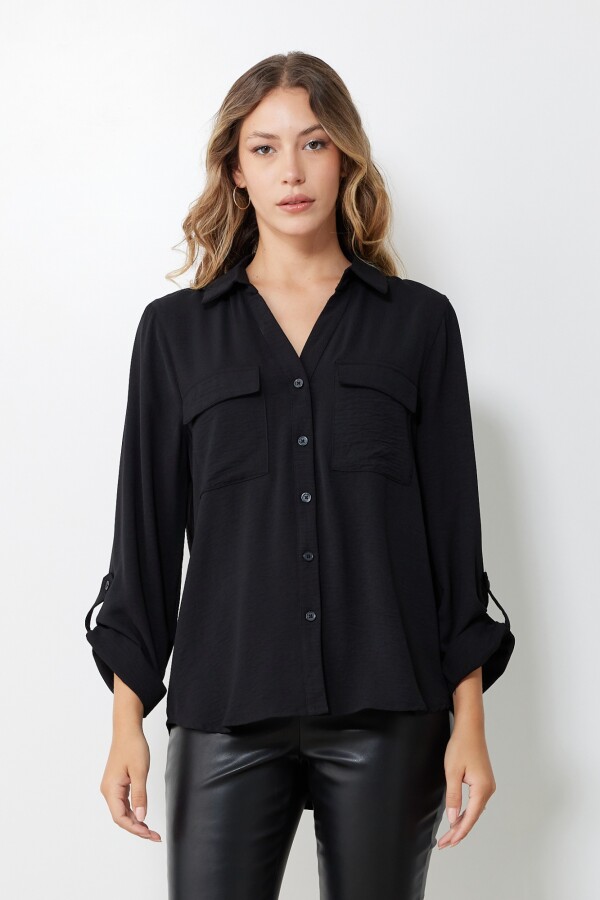 Camisa Bolsillos NEGRO