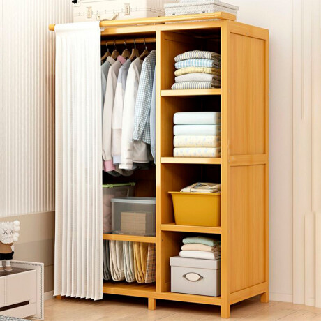 Perchero Closet Bambú con Cortina 160cm x 85cm x 43cm 001