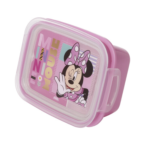 Pote Plástico Minnie Con Traba y División 630 ml U