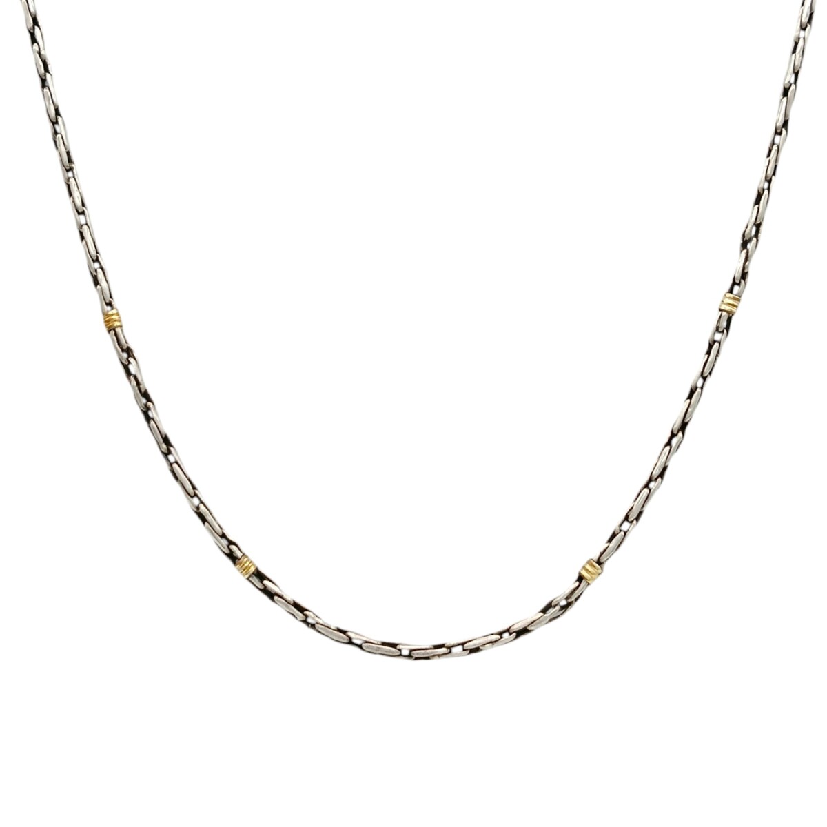 Cadena Rolo rectangulo-Plata y Oro-Sin Piedra-CD5006 - sinpiedra 