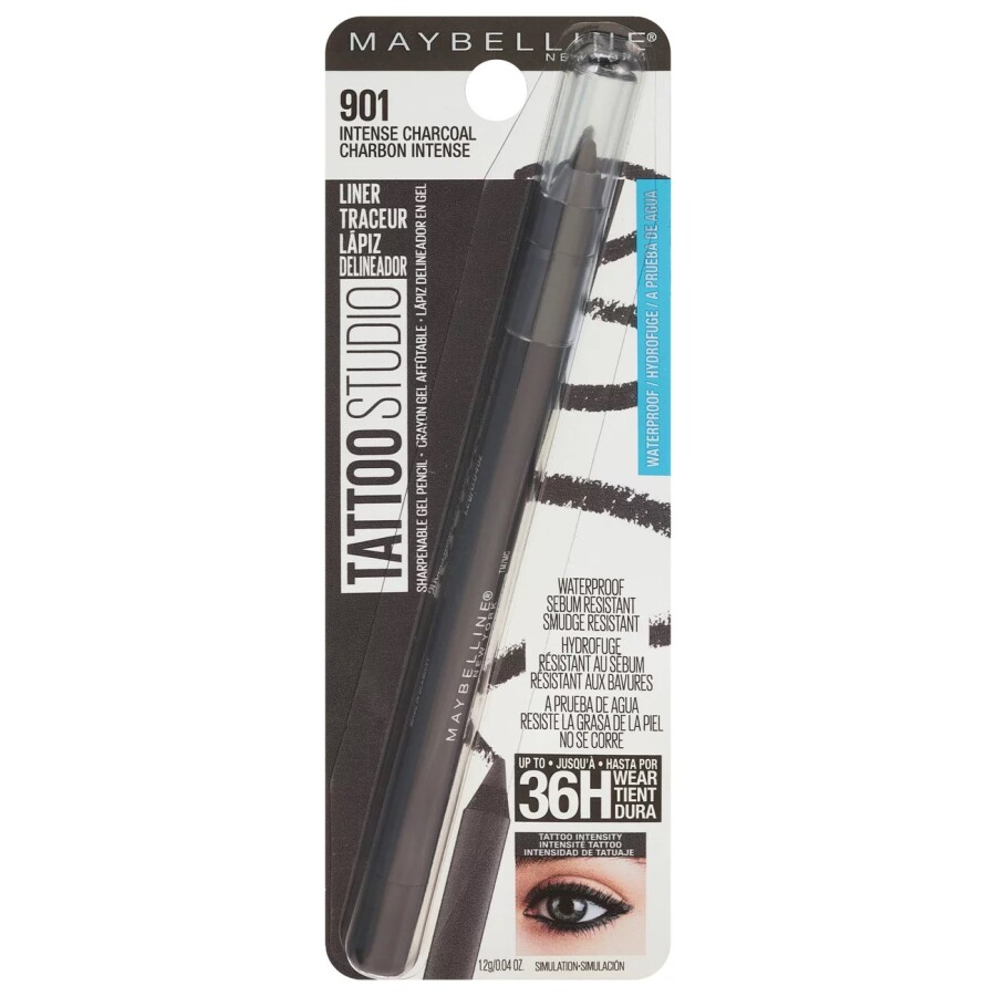 Delineador en Gel Waterproof Intense Charcoal 901 Tattoo Studio - Maybelline Delineador en Gel Waterproof Intense Charcoal 901 Tattoo Studio - Maybelline