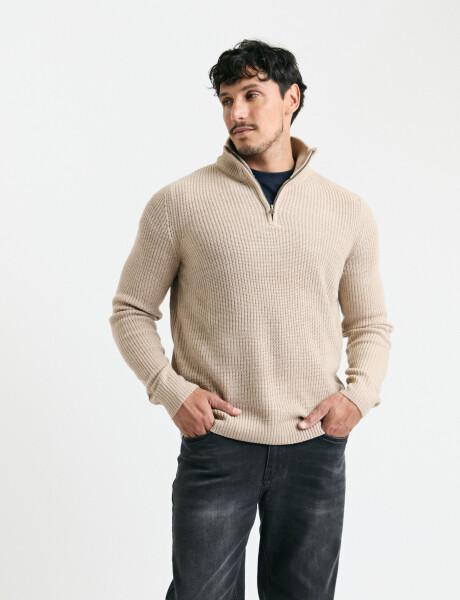 470587 SWEATER PUNTO MEDIO CIERRE HARRY Beige