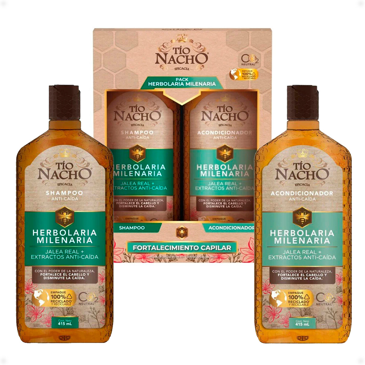 Pack Shampoo y Acondicionador Herbolaria Milenaria Jalea Real y Extractos Anticaída Tío Nacho de 415 ML 