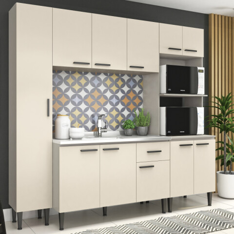 [OUTLET] Mueble Multiusos Alacena Cocina 2 Estantes Microondas 4 puertas Múltiples Ambientes Línea Montreal - Champagne [OUTLET] Mueble Multiusos Alacena Cocina 2 Estantes Microondas 4 puertas Múltiples Ambientes Línea Montreal - Champagne