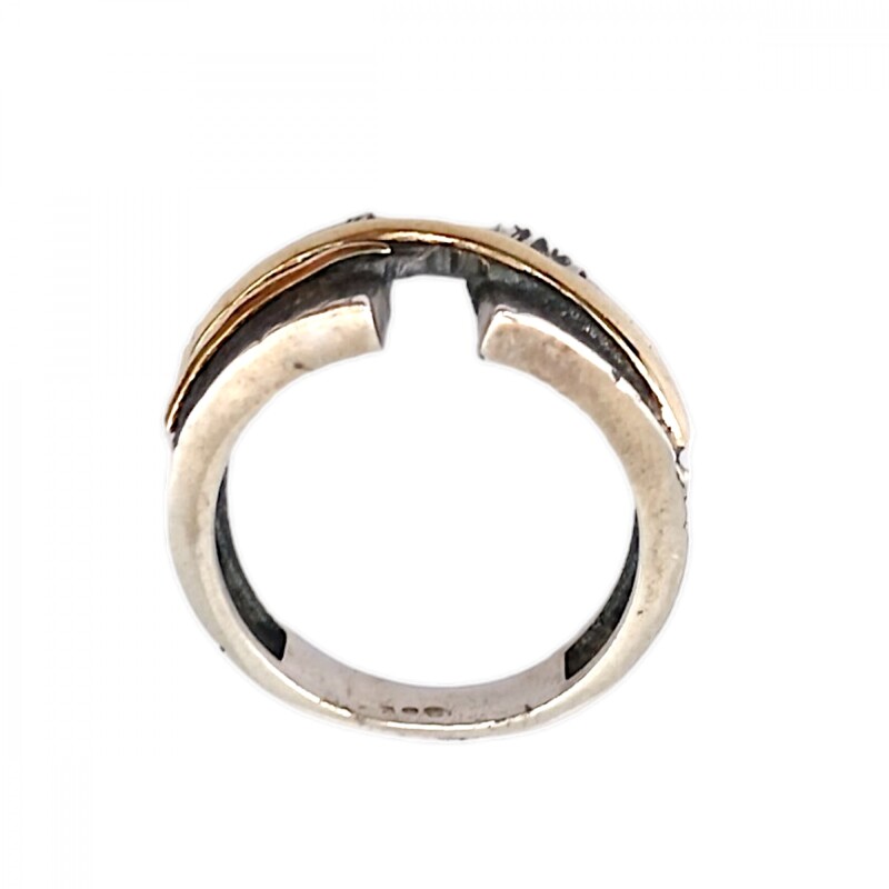 Anillo Cruzado-Plata y Oro-Sin Piedra-AN5032 sinpiedra