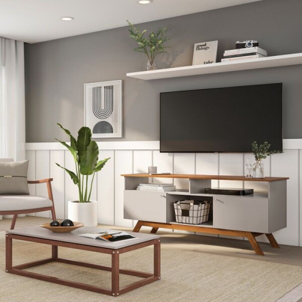 RACK PARA TV 60" AMSTERDAM - OFF WHITE/MADERA RACK PARA TV 60" AMSTERDAM - OFF WHITE/MADERA