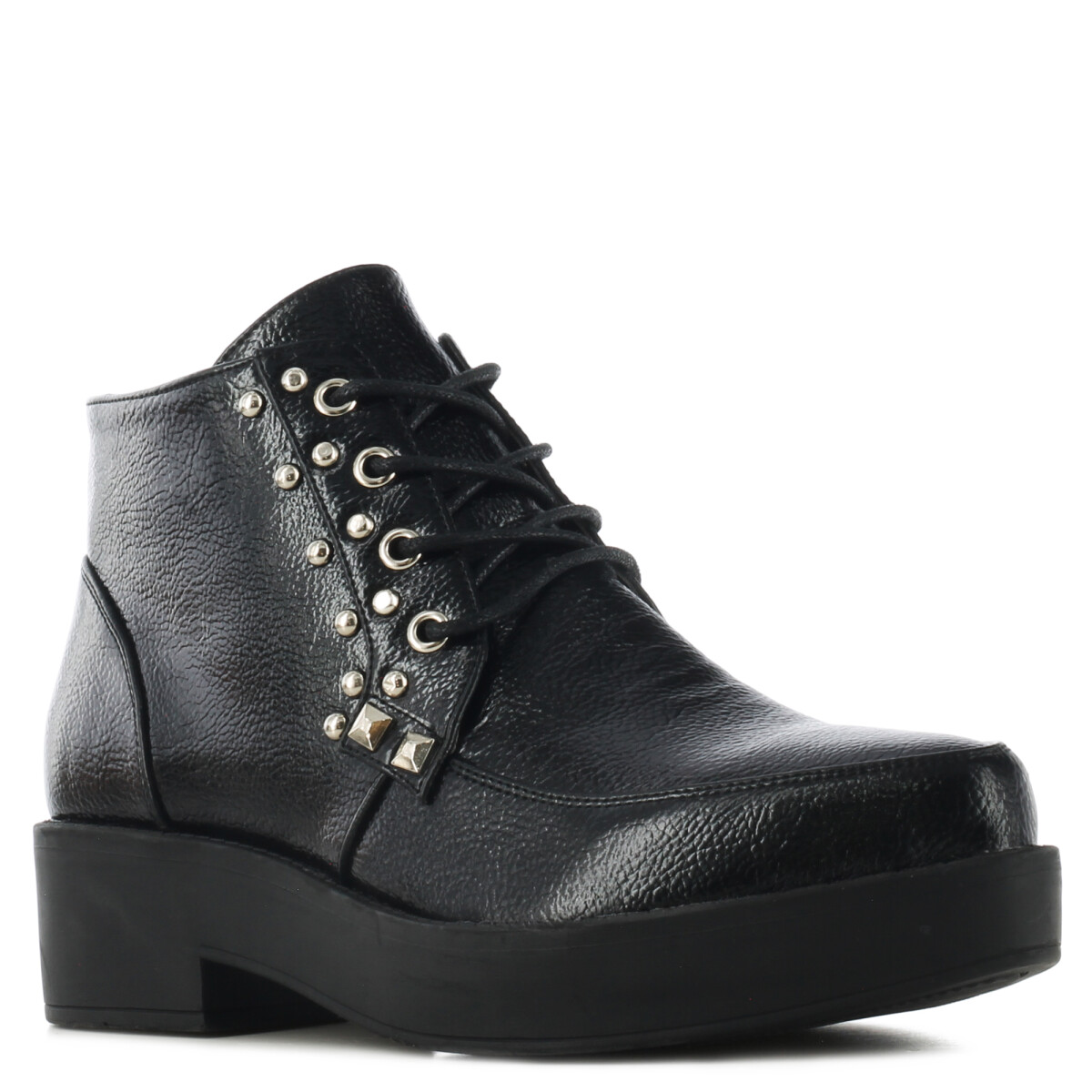 Bota de Mujer Miss Carol BASILI acordonada con aplique de tachas - Negro 