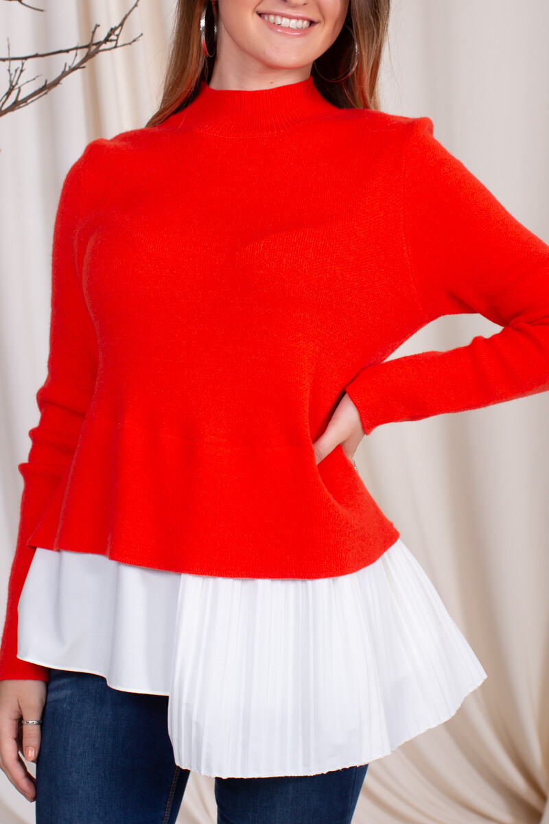 Sweater combinado con gasa - Naranja 