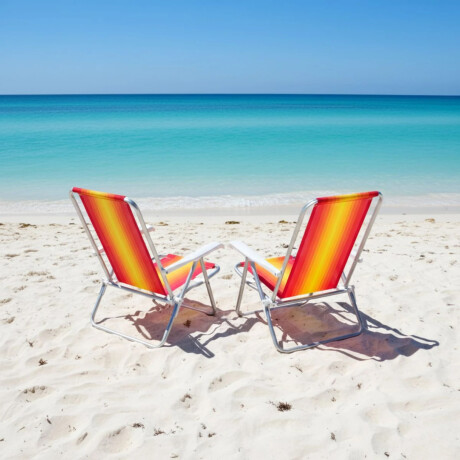 Reposera Silla Reclinable De Playa 8 Posiciones Aluminio Rojo/amarillo