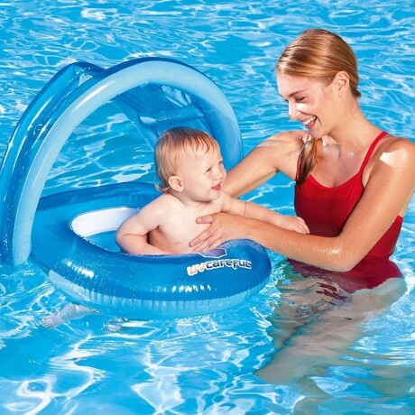 Flotador Asiento Bebé Inflable con Techo y Filtro UV Bestway Celeste