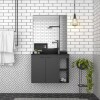 Mueble de baño suspendido Aster Negro 80 cm mesada granito sin bacha Mueble De Baño Suspendido Aster Negro 80 Cm Mesada Granito Sin Bacha