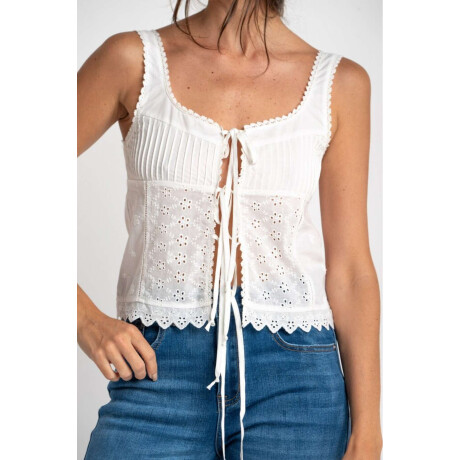Blusa Alforzas Bordados 0ff White