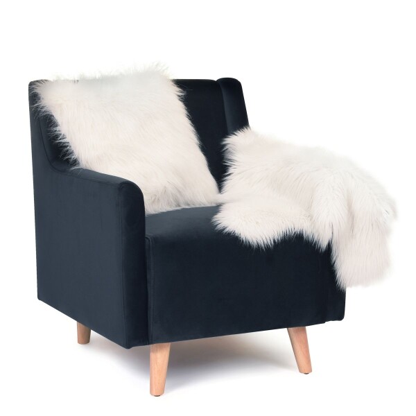 Butaca Sillon Poltrona Durham Tejido Patas Madera AZUL