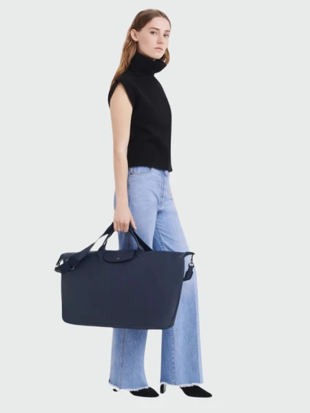 Longchamp -Bolso de viaje extra grande en cuero, Le pliage Xtra Azul