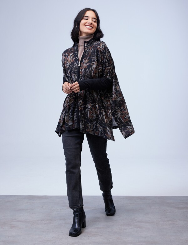 Cardigan Oversized Zip NEGRO/MULTI