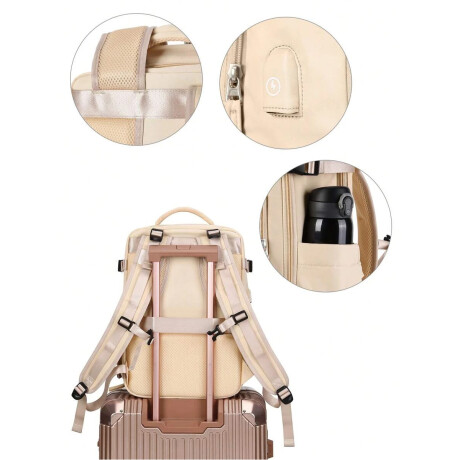 Mochila De Viaje Expandible Beige