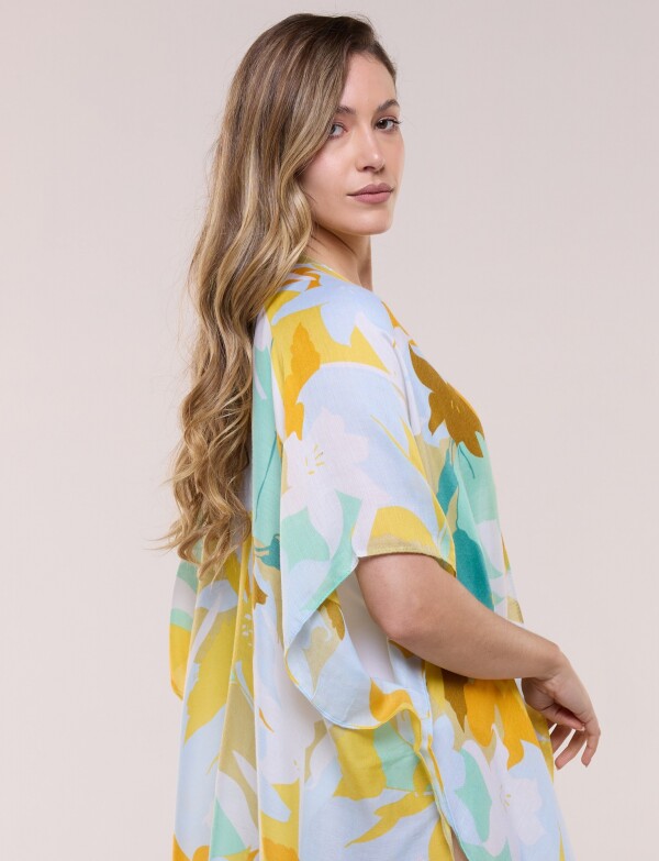 Kimono Flores MULTI/VERDE AGUA