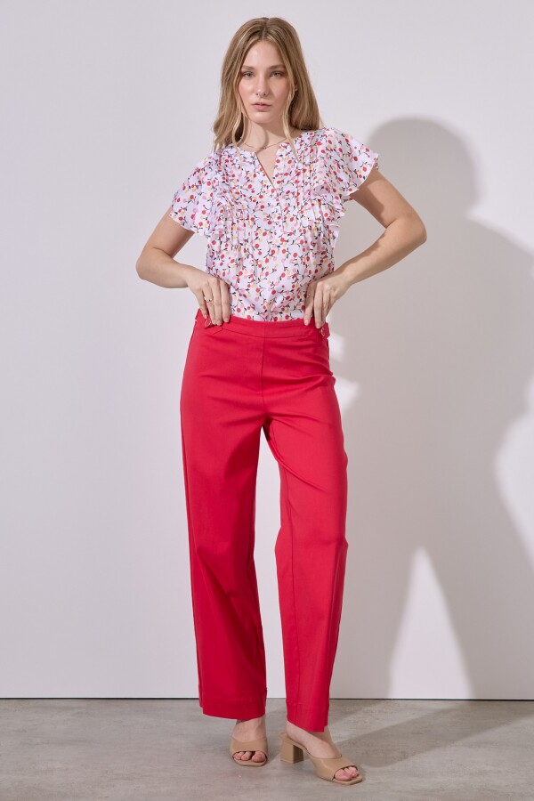 Pantalon Hebilla & Boton ROJO