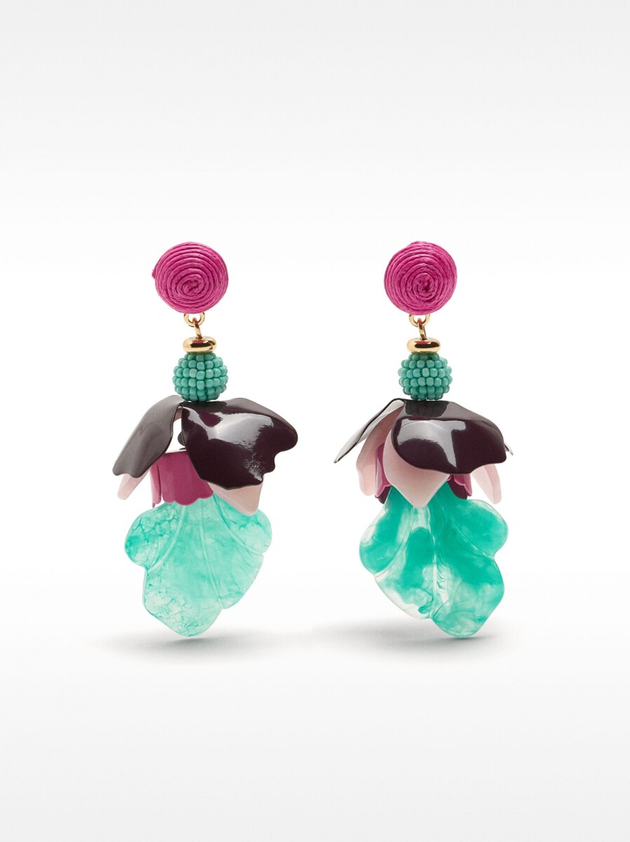 Pendientes Con Flor Multicolor - multicolor 