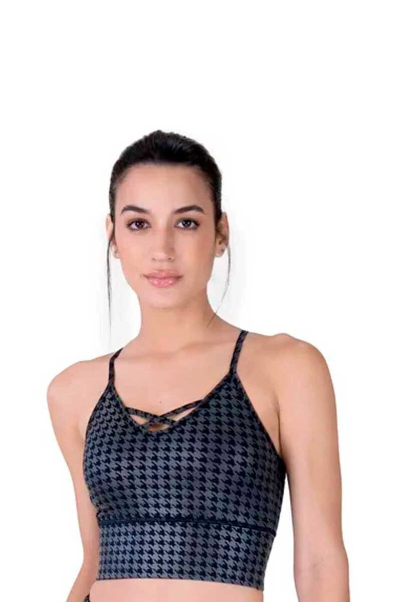 TOP MUJER EVERLAST HOUNDSTOOTH Gris